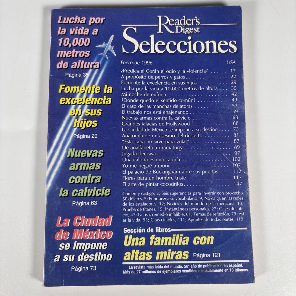 Reader’s Digest Selecciones 1996 Spanish Revista Lloyd Aéreo Boliviano Magazine